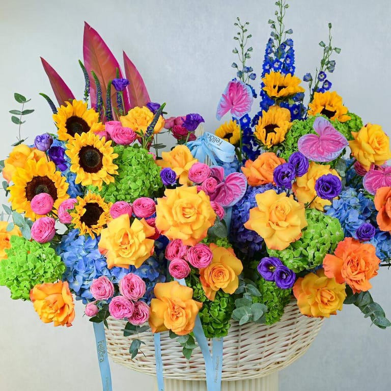 Luxury Colorful Mixed Flowers Basket-A960 - Image 3