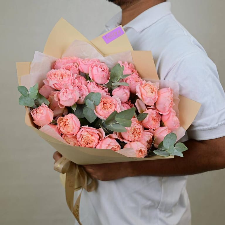 Julietta Peony Roses And Eucalyptus Bouquet-A944 - Image 4