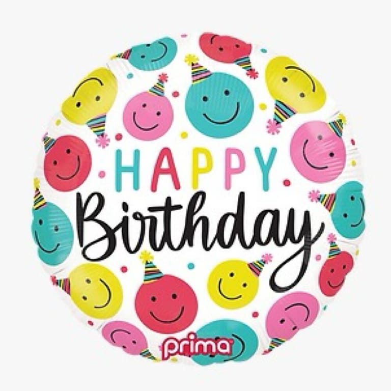 Colourful Smiley Faces Happy Birthday Helium Foil Balloon-A990 - Image 1