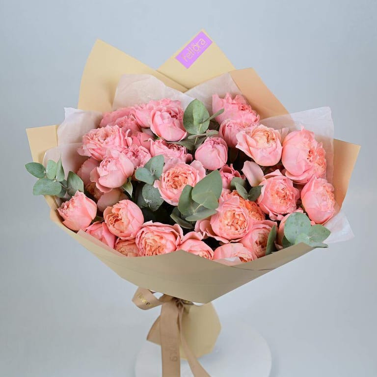 Julietta Peony Roses And Eucalyptus Bouquet-A944 - Image 5