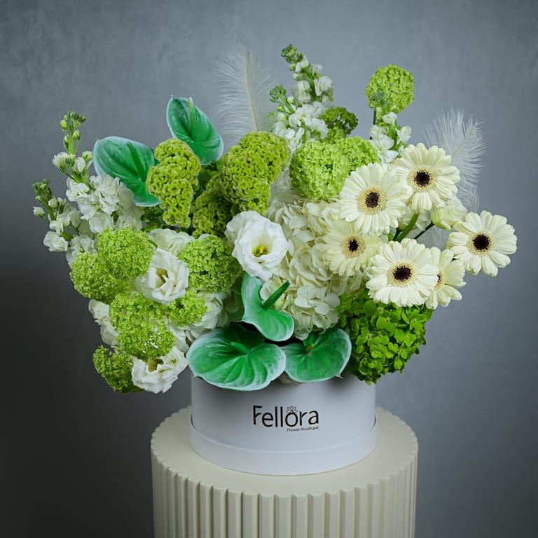 Green And White Luxury Mixed Flower Box-A969 - Image 4