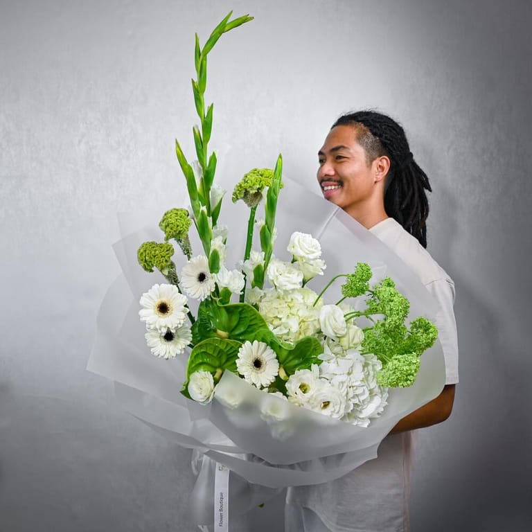 White And Green Luxury Mixed Flower Bouquet-A1014 - Image 2