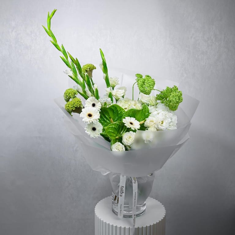 White And Green Luxury Mixed Flower Bouquet-A1014 - Image 3