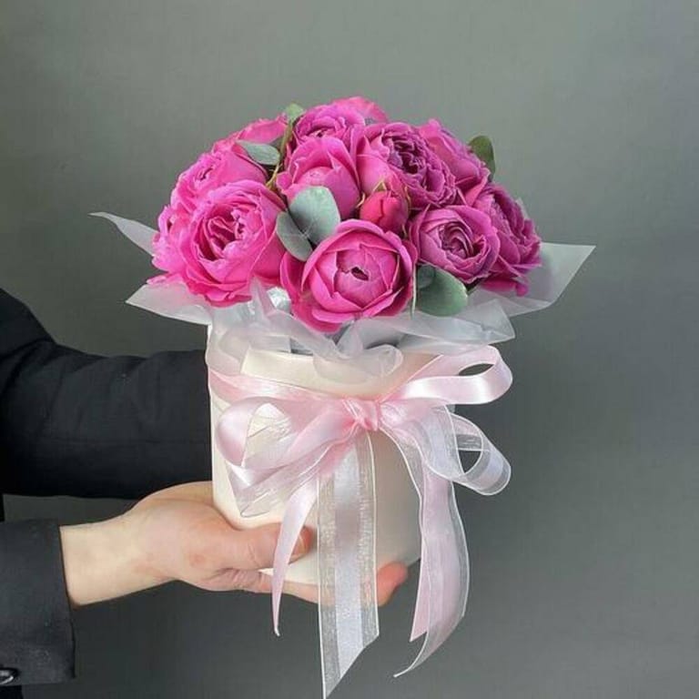 Pink Peony Roses In Elegant Gift Box-A1038 - Image 1