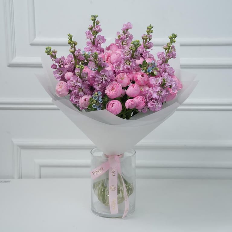 Pink Peony Roses And Pink Matthiola Luxury Bouquet-A1027 - Image 3