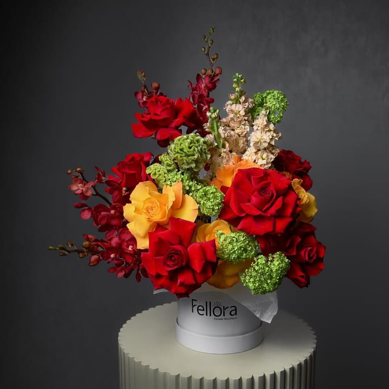 Red And Yellow Roses Luxury Mixed Flower Box-A1012 - Image 5