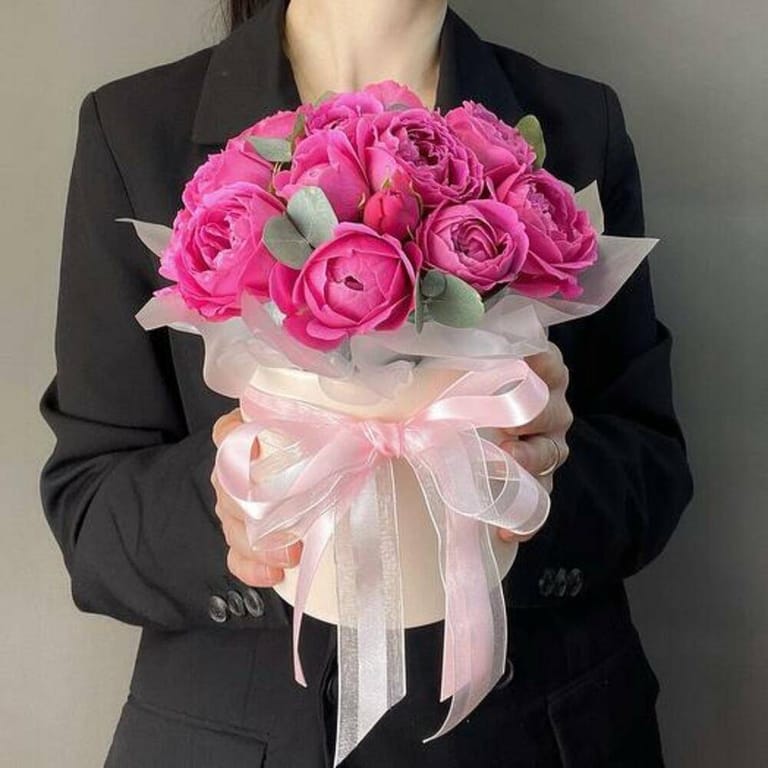 Pink Peony Roses In Elegant Gift Box-A1038 - Image 2