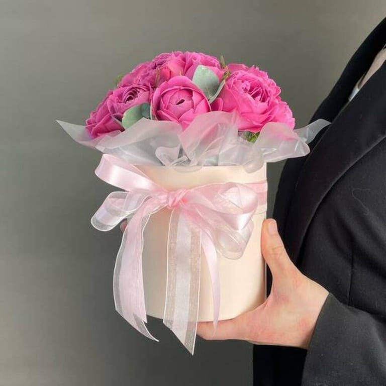 Pink Peony Roses In Elegant Gift Box-A1038 - Image 3