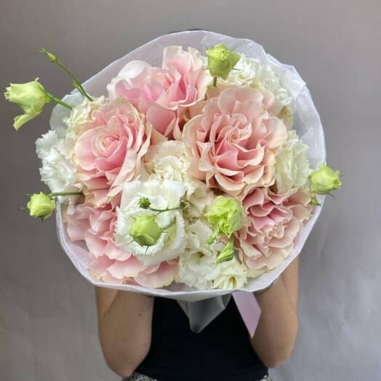 Pink Roses And White Lisianthus Elegant Bouquet-A1035 - Image 4