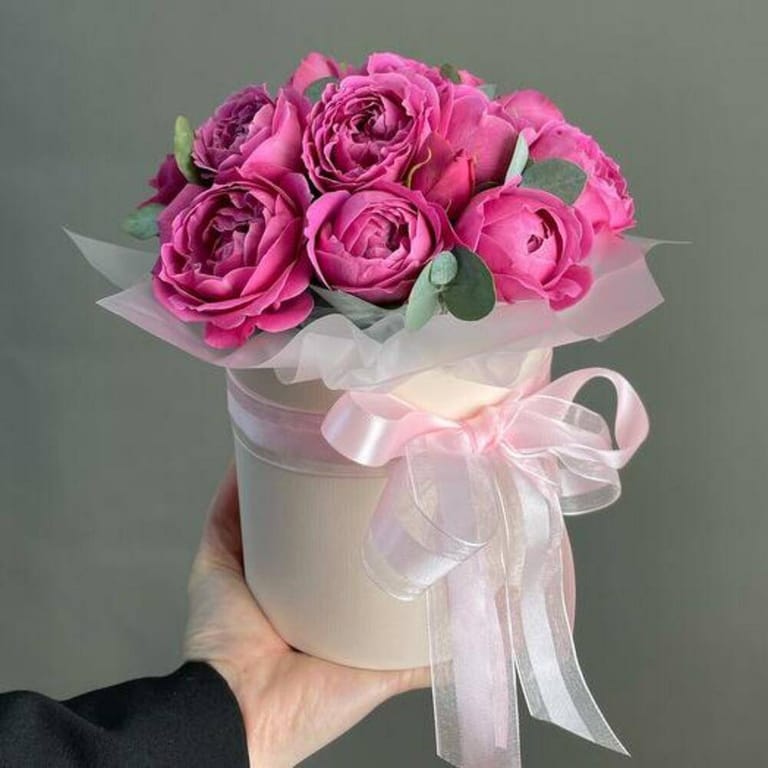 Pink Peony Roses In Elegant Gift Box-A1038 - Image 6