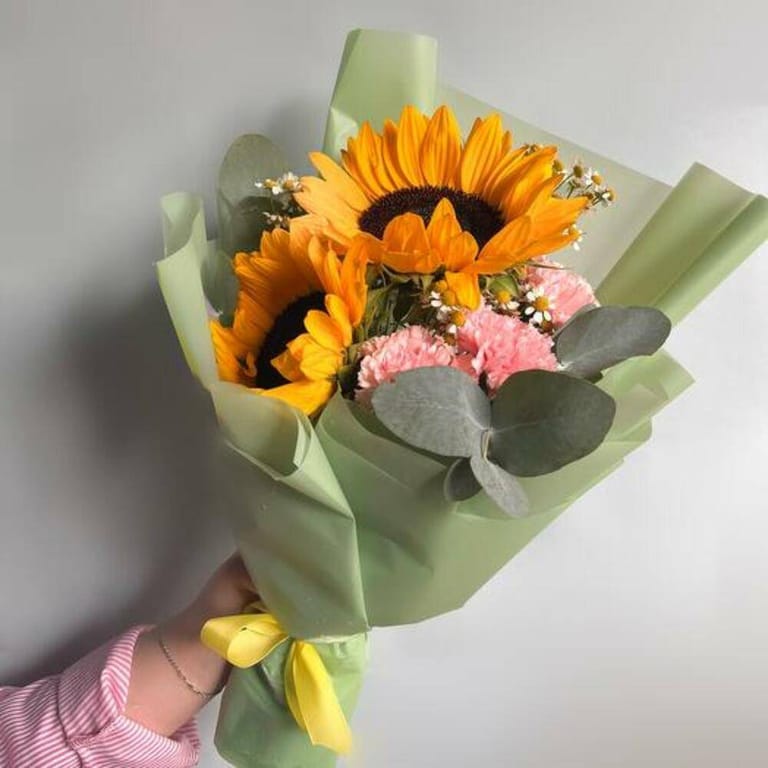 Sunflowers And Pink Carnations Bouquet-A1039 - Image 6