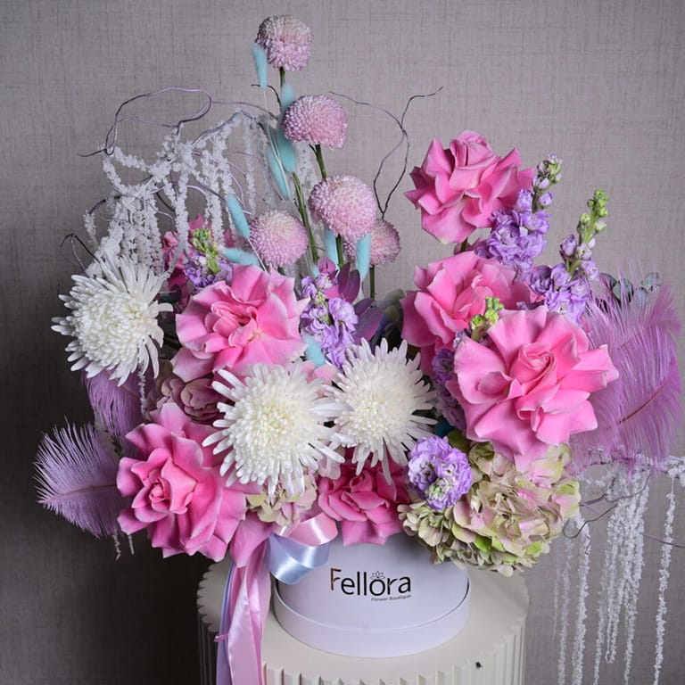 Luxury Pink roses And White Chrysanthemum Flower Box-A1052 - Image 6