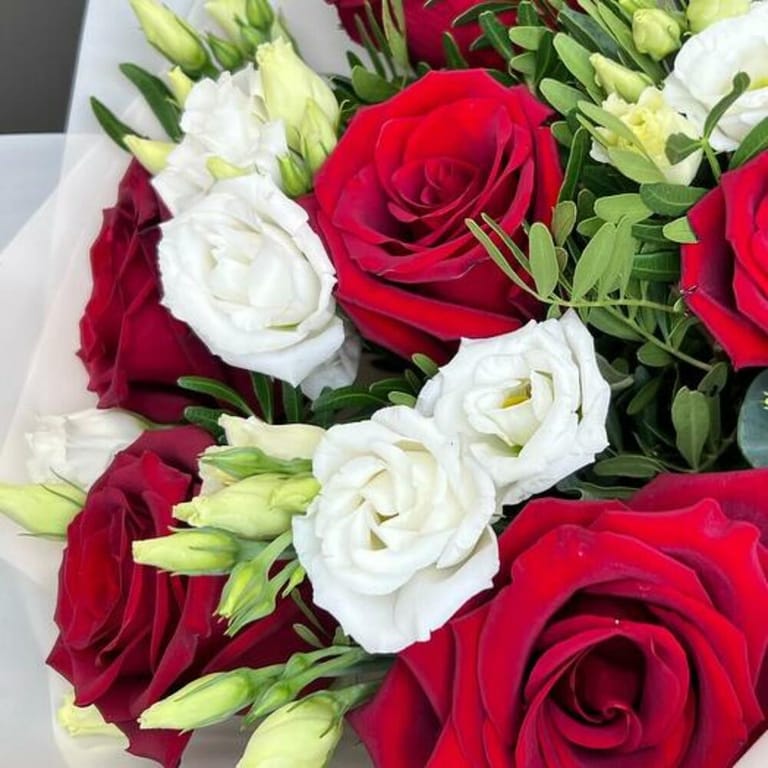 Red Roses And White Lisianthus Elegant Bouquet-A1070 - Image 5