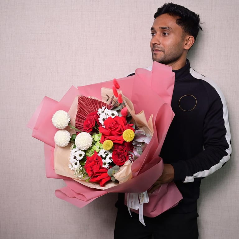 Red Roses And Mixed Flowers Luxury Bouquet-A1077 - Image 2