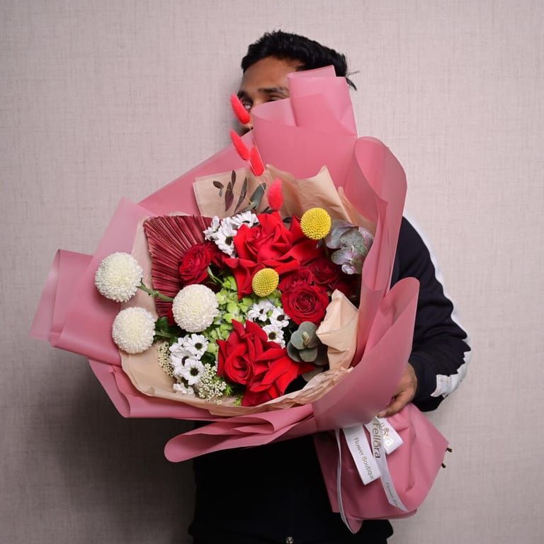 Red Roses And Mixed Flowers Luxury Bouquet-A1077 - Image 5