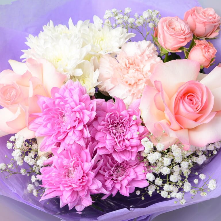 Pink Roses And Chrysanthemum Elegant Bouquet-A1078 - Image 5