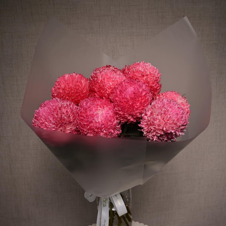 Raspberry Dyed Chrysanthemum Peony Luxury Bouquet-A1092 - Image 6