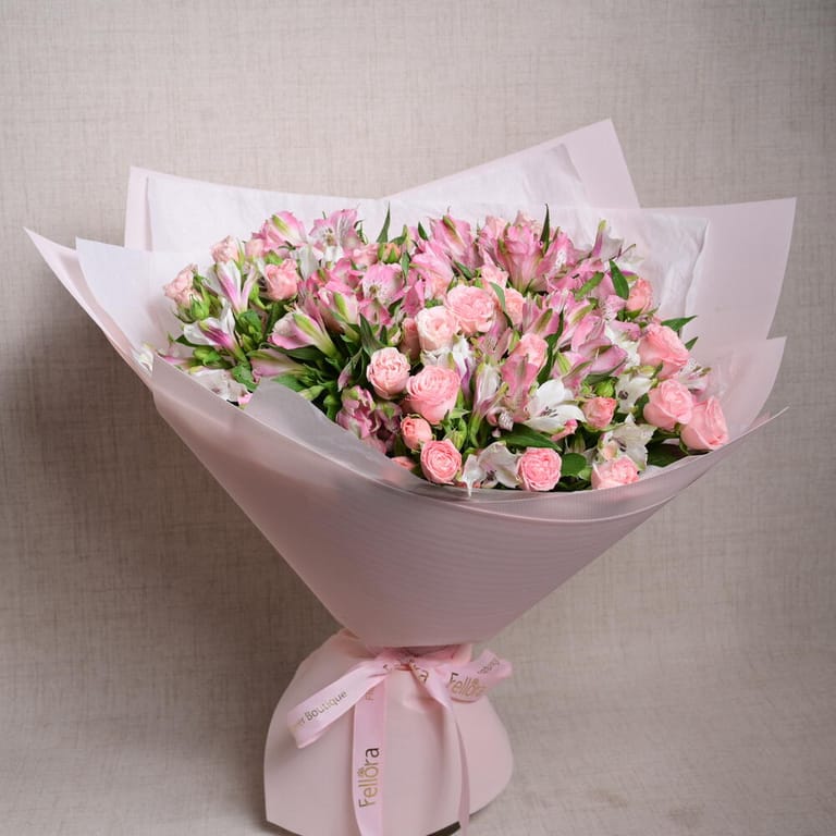 Pink Spray Roses And Alstroemeria Bouquet-A1135 - Image 5
