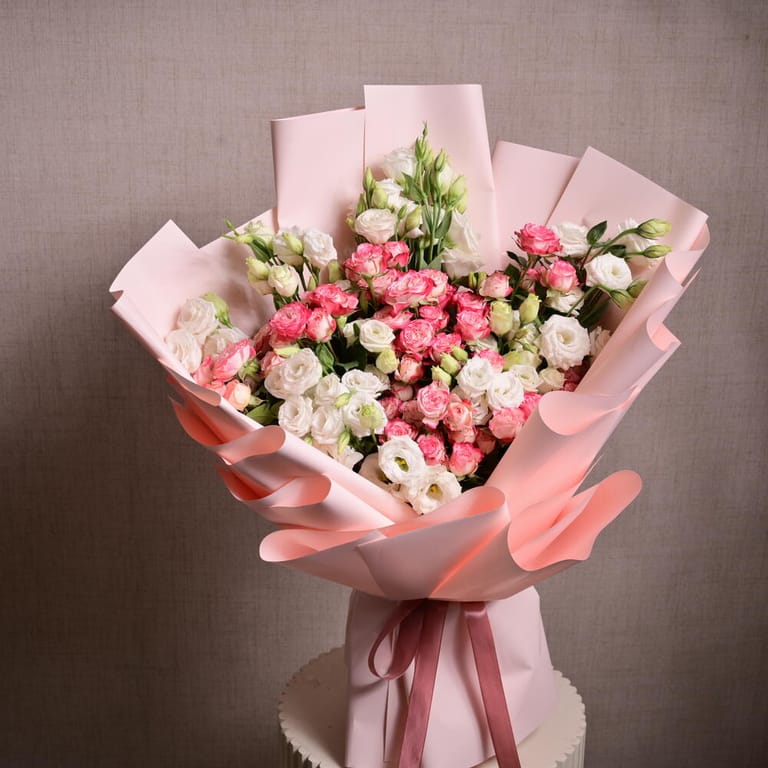Pink Spray Roses And White Lisianthus Luxury Bouquet-A1137 - Image 2