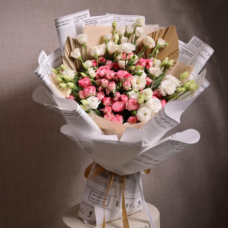 Sunset Spray Roses And White Lisianthus Luxury Bouquet-A1139 - Image 4