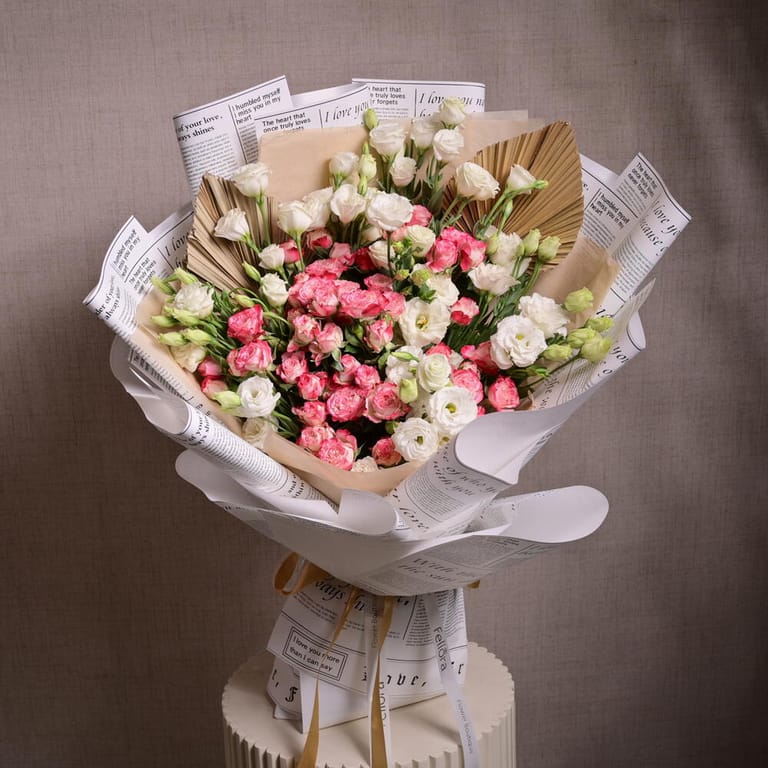 Sunset Spray Roses And White Lisianthus Luxury Bouquet-A1139 - Image 5