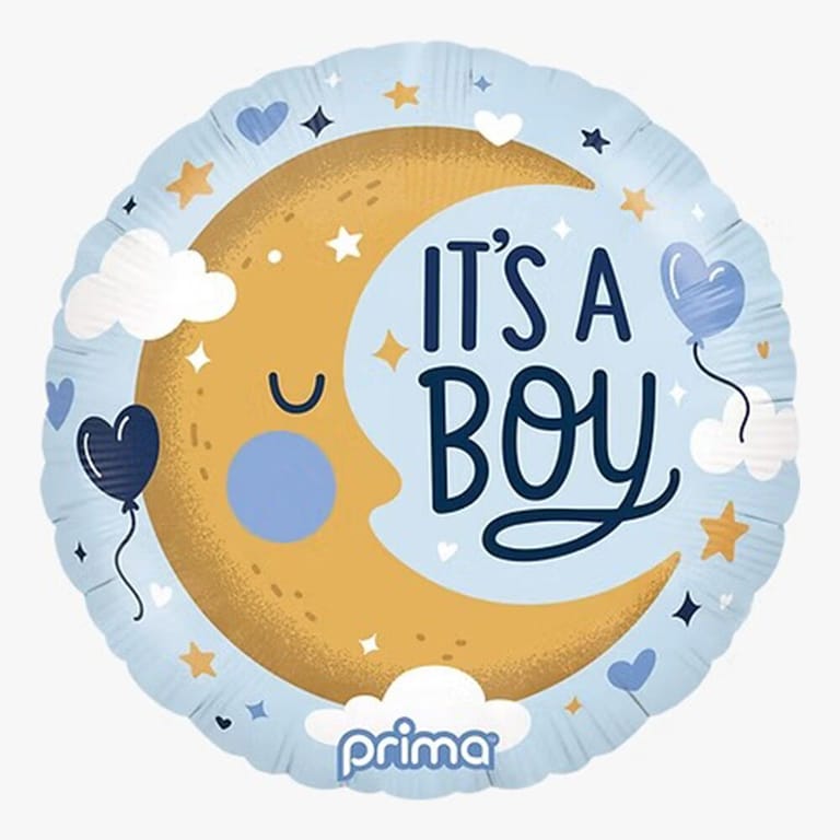 It s A Boy Crescent Moon Helium Foil Balloon-A1153 - Image 1