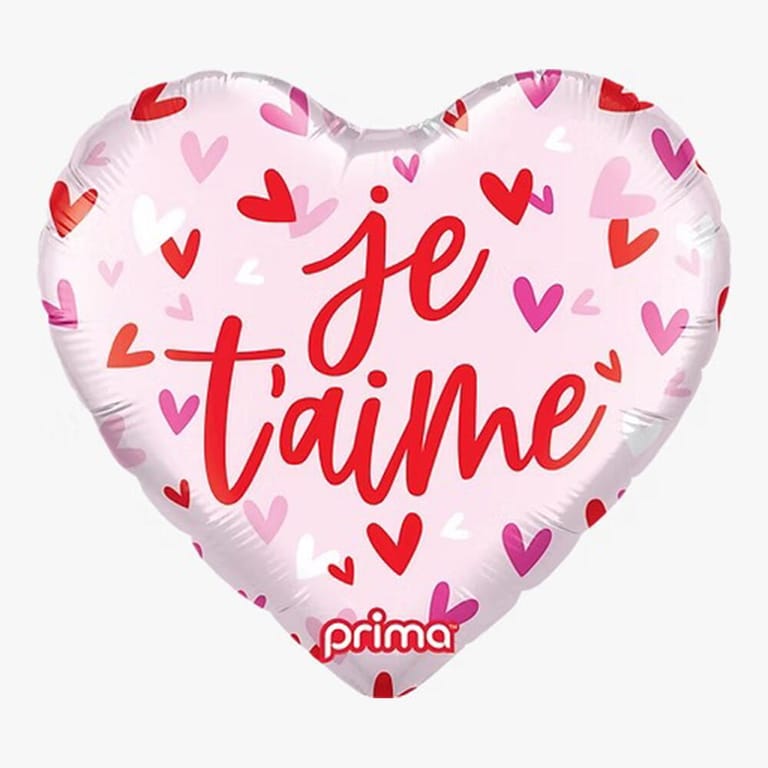 Pink Hearts Je T aime Heart Helium Foil Balloon-A1156 - Image 1