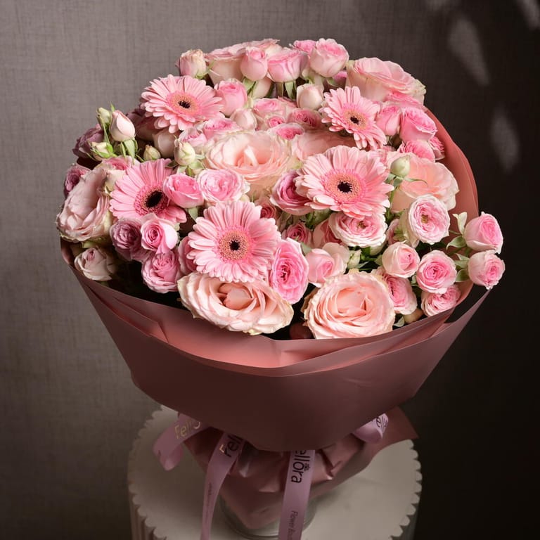 Pink Spray Roses And Gerbera Luxury Bouquet-A1194 - Image 3