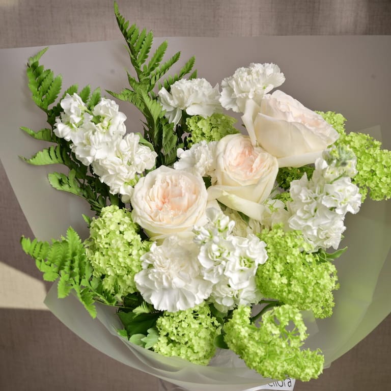 Green Viburnum And White Ohara Roses Luxury Bouquet-A1196 - Image 6