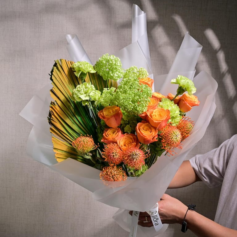 Orange Roses Viburnum And Orange Nutans Luxury Bouquet-A1212 - Image 2