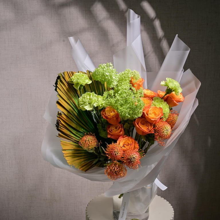 Orange Roses Viburnum And Orange Nutans Luxury Bouquet-A1212 - Image 5