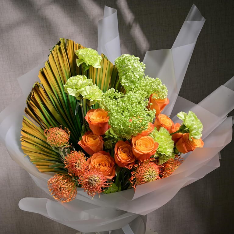 Orange Roses Viburnum And Orange Nutans Luxury Bouquet-A1212 - Image 6