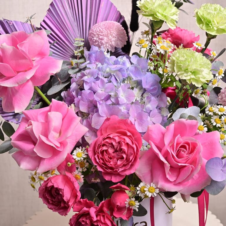 Pink Roses Hydrangea And Premium Mixed Flowers Luxury Box-A1280 - Image 4