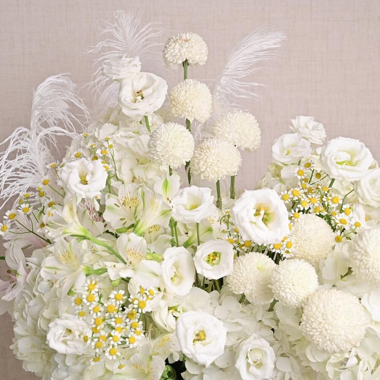 White Hydrangea Lisianthus And Ping Pong Luxury Flower Box-A1314 - Image 4