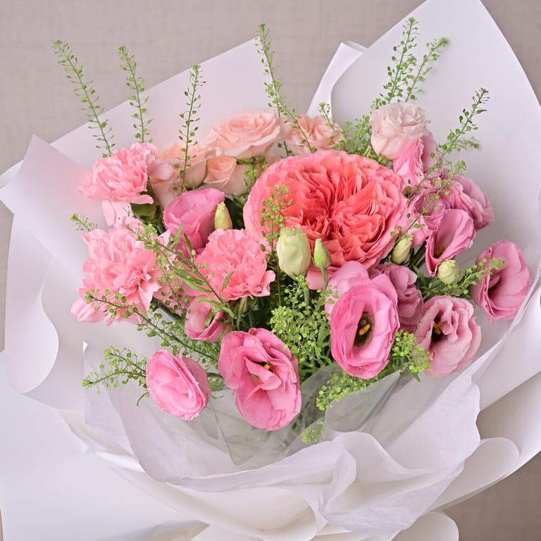 Pink Garden Rose And Lisianthus Luxury Bouquet-A1319 - Image 5