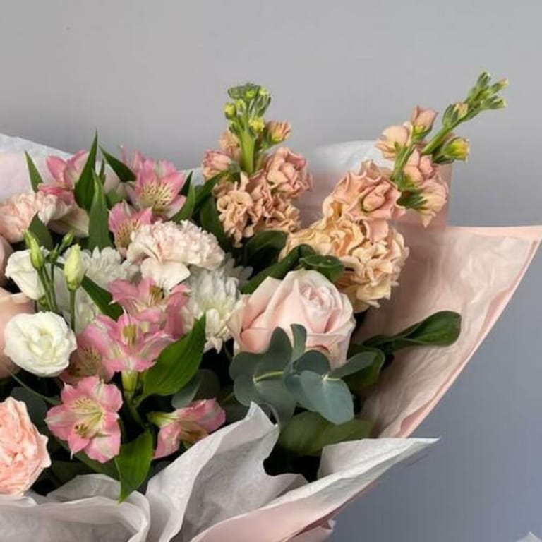 Pink Roses Matthiola And Mixed Flowers Bouquet-A1355 - Image 3