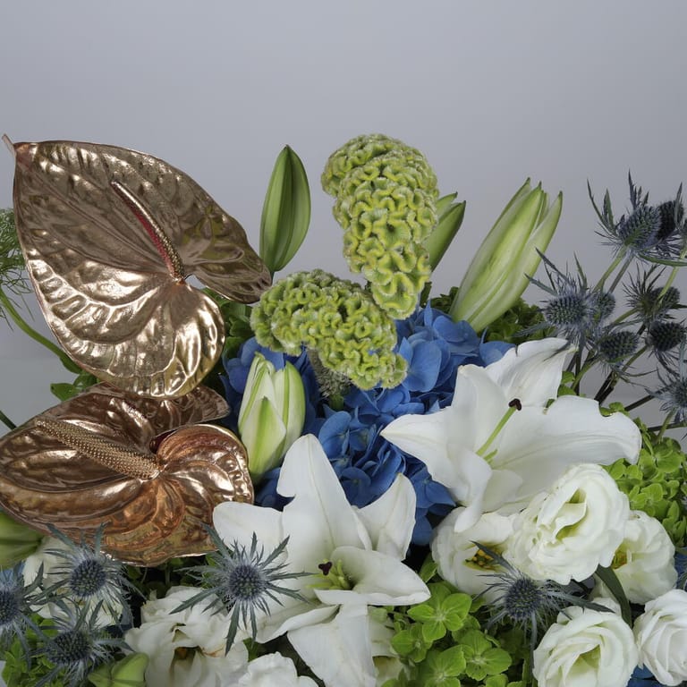 Hydrangea Lisianthus And Delphinium Table Centerpiece-A1415 - Image 4