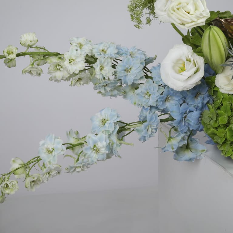 Hydrangea Lisianthus And Delphinium Table Centerpiece-A1415 - Image 5