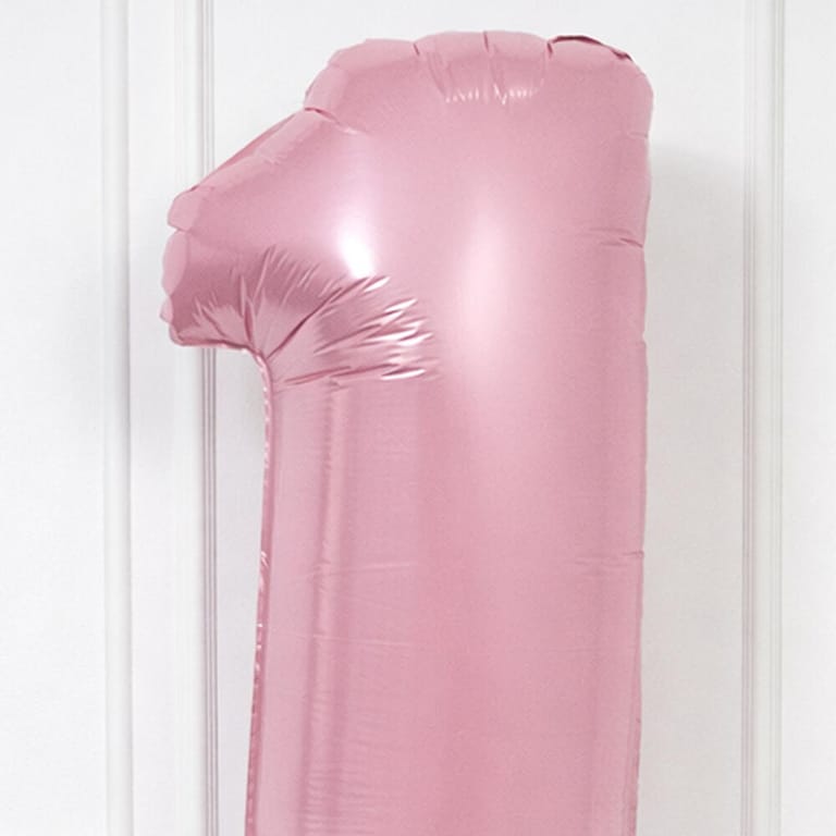 Pastel Pink Number One Helium Foil Balloon-A1607 - Image 2