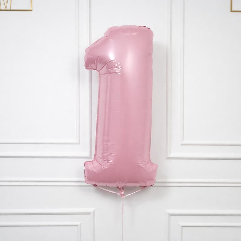 Pastel Pink Number One Helium Foil Balloon-A1607 - Image 3