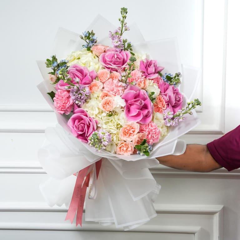 RositaPink Roses And Carnations Flower Bouquet-A1631 - Image 5