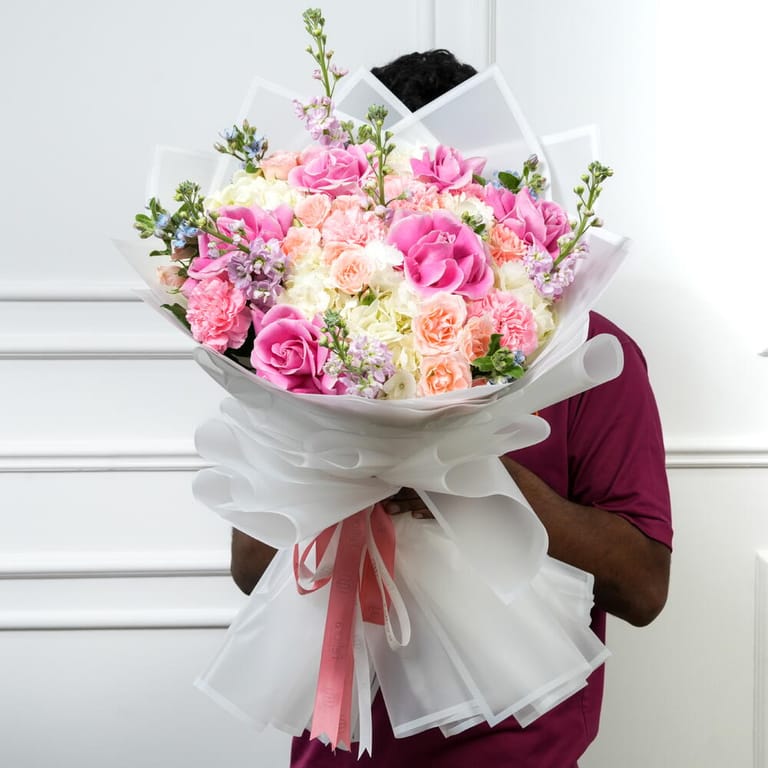 RositaPink Roses And Carnations Flower Bouquet-A1631 - Image 6
