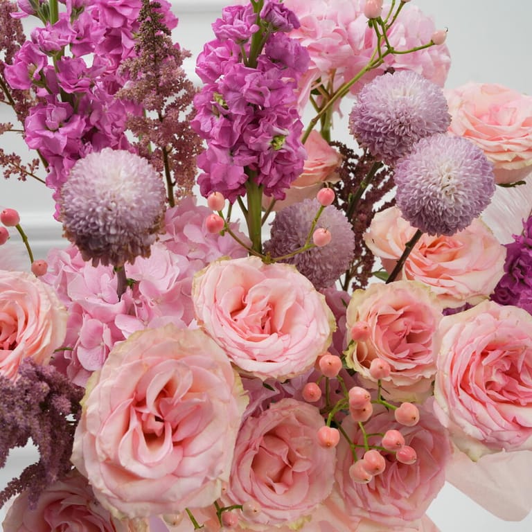 Pink Roses And Matthiola Flower Box-A1635 - Image 2
