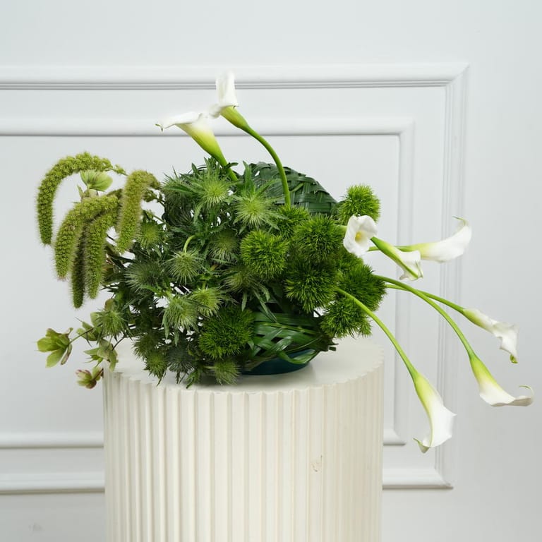 White Calla Lilies And Greenery Floral Centerpiece-A1673 - Image 1