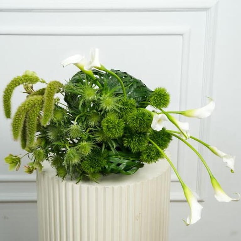 White Calla Lilies And Greenery Floral Centerpiece-A1673 - Image 3