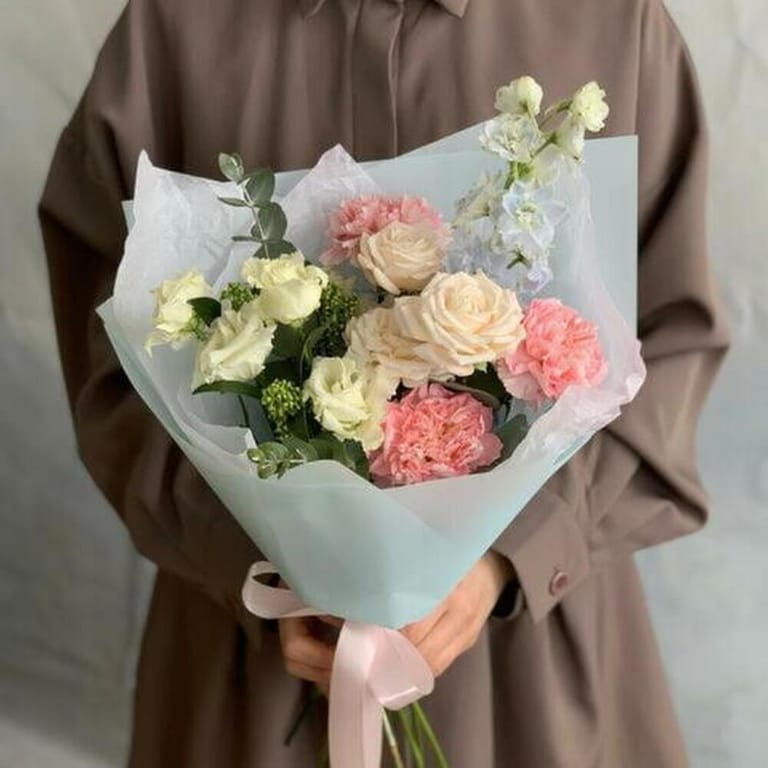 Pastel Roses And Carnations Flower Bouquet-A1682 - Image 3