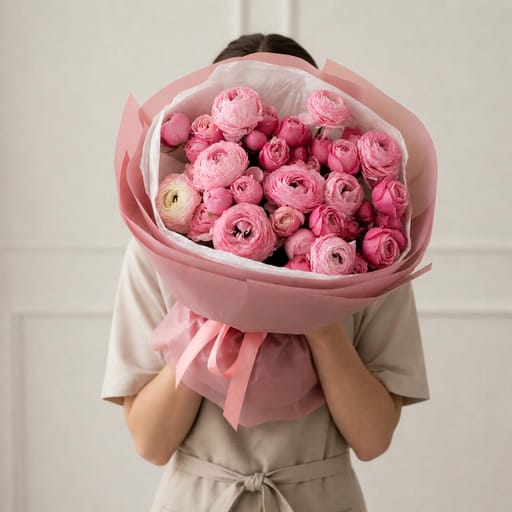 Ranunculus And Peony Roses Flower Bouquet-A1695