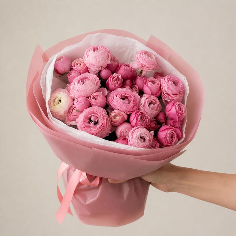 Ranunculus And Peony Roses Flower Bouquet-A1695 - Image 2