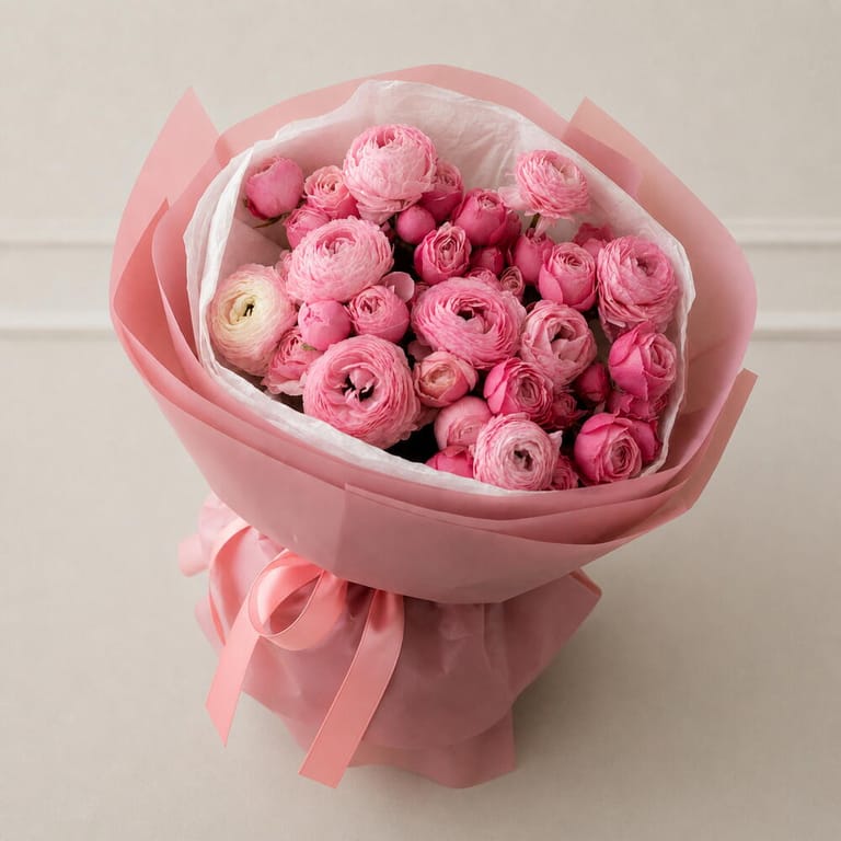 Ranunculus And Peony Roses Flower Bouquet-A1695 - Image 4