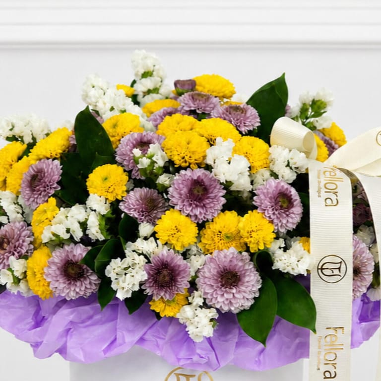 Yellow And Purple Chrysanthemum Flower Box-A1701 - Image 3